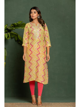 Autumnlane - Palki Apricot Printed Embroidered Kurta