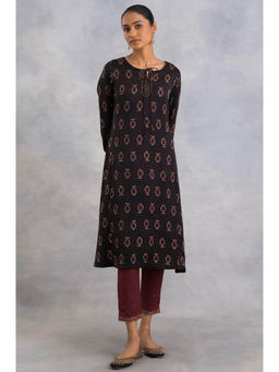 Folksong - Dark Brown Ajrakh Print A-Line Kurta