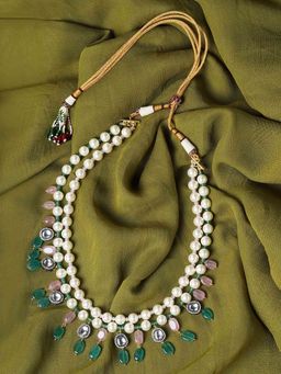 Joules By Radhika - Jade Drops White and Gold Pearl Necklace