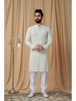 EKATVA ETHNIC - Men Pista Green Georgette Embroidered Kurta with Pyjama