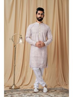 EKATVA ETHNIC - Men Beige Georgette Embroidered Kurta with Pyjama
