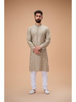 EKATVA ETHNIC - Men Pista Green Pure Cotton Self Jacquard Kurta with Pyjama