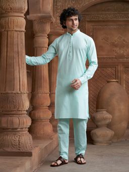EKATVA ETHNIC - Men Sea Green Pure Cotton Kurta with Pyjama