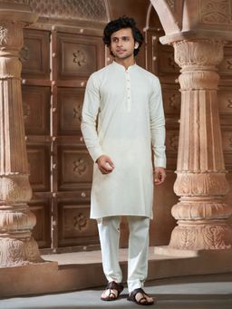 EKATVA ETHNIC - Men Cream Pure Cotton Kurta with Pyjama