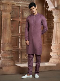 EKATVA ETHNIC - Mauve Men Bottle Onion Pink Pure Cotton Kurta with Pyjama