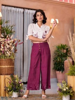 Juniper - Wine Thread Embroidered Cotton Co-Ord (Set of 2)