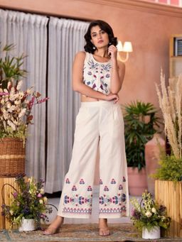 Juniper - Natural Thread Embroidered Cotton Co-Ord (Set of 2)