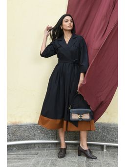 Pink Cactii - Black Trench Coat Midi Dress