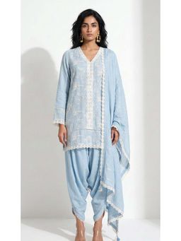 Basanti Kapde aur Koffee - The Regal Sky Blue Kurta Set With Dhoti and Dupatta