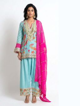 Basanti Kapde aur Koffee - The Blue Tassel and Tide Kurta Set With Salwar and Dupatta