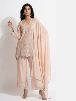Basanti Kapde aur Koffee - The Pastel Poetry Kurta Set With Palazzo and Dupatta