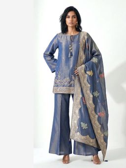 Basanti Kapde aur Koffee - The Celeste Drams Kurta Set With Palazzo and Dupatta