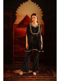 SAKSHI G CHAWLA - Black Ruh Velvet Embellished Cord Set
