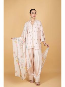 Tanu Malhotra - Women Embroidered Pink Kurti and Pant with Dupatta