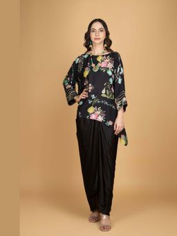 Tanu Malhotra - Women Printed Black Top and Skirt