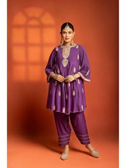Tanu Malhotra - Women Embroidered Purple Kurta and Pant with Dupatta
