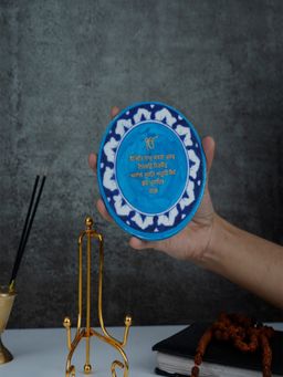 Homearte - Onkar Mantra Handcrafted Blue Pottery Showpiece