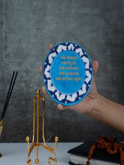 Homearte - Namokar Mantra Handcrafted Blue Pottery Showpiece