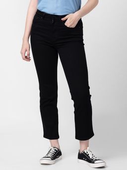 Spykar - Women Black Cotton Slim Straight Fit Ankle Length Jeans (emma)