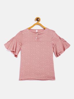 CRIMSOUNE CLUB - Girls Pink Printed Flared Sleeves Top