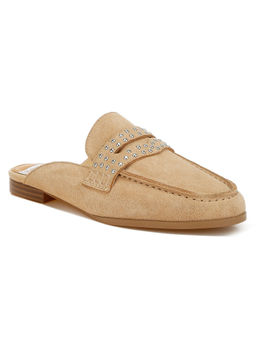 Rag & Co - Beige Stud Embellished Penny Strap Mules