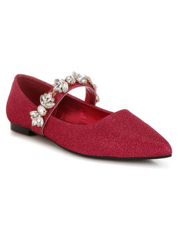 Rag & Co - Pink Diamante Brooch Glitter Ballerinas