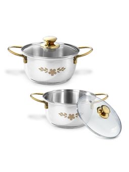 Wonderchef - Gold Stanton Casserole Set with Glass Lids (Pack Of 2)