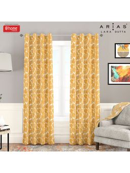 At Home by Nilkamal - Arias Luxuria Jacquard Leaf Long Door Curtains Mustard (Set of 2)