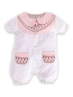 BABY GO - Pink Baby Girl Cotton Half Sleeve Romper