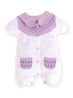 BABY GO - Purple Baby Girl Cotton Half Sleeve Romper
