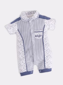 BABY GO - Navy Baby Boy Cotton Half Sleeve Romper