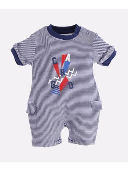 BABY GO - Navy Baby Boy Cotton Half Sleeve Romper