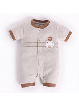 BABY GO - Brown Baby Boy Cotton Half Sleeve Romper