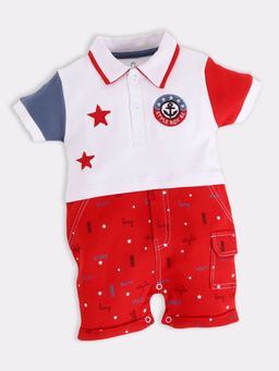 BABY GO - Red Baby Boy Cotton Half Sleeve Romper