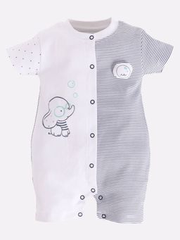 BABY GO - White Baby Boy Cotton Half Sleeve Romper