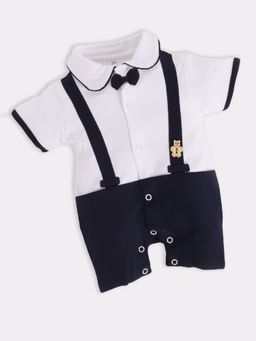 BABY GO - Navy Baby Boy Cotton Half Sleeve Romper