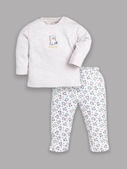 BABY GO - Grey Baby Girl Full Sleeve T-Shirt and Pant (Set of 2)