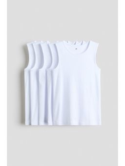 H&M - Boys White 5-Pack Cotton Vest Tops