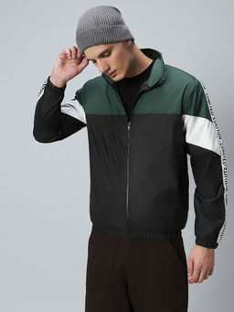 Bewakoof - Air 1.0 Men's Green & Black Color Block Windcheater Jacket