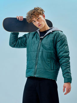 Bewakoof - Men's Green Oversized Plus Size Puffer Jacket