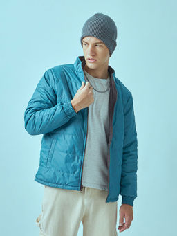 Bewakoof - Men's Blue & Black Reversible Puffer Jacket
