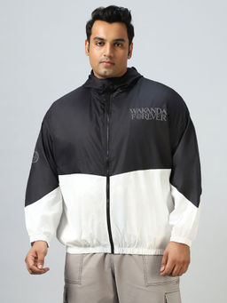 Bewakoof - Men's Black Marvel Graphic Printed Super Loose Fit Plus Size Windcheater Jacket