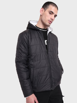 Bewakoof - Men's Black & White Reversible Oversized Plus Size Puffer Jacket