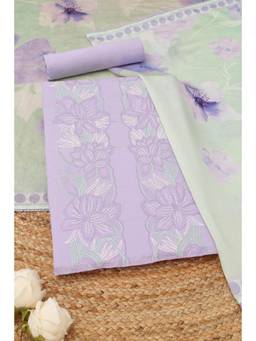 Soch - Lavender Cotton Embroidered Unstitched Top & Bottom with Dupatta