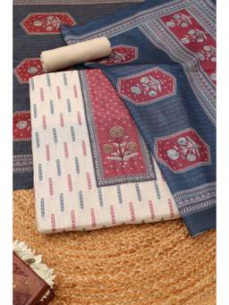 Soch - Beige Art Silk Embroidered Unstitched Top & Bottom with Dupatta