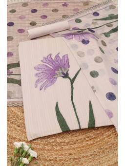 Soch - Lavender Cotton Embroidered Unstitched Top & Bottom with Dupatta