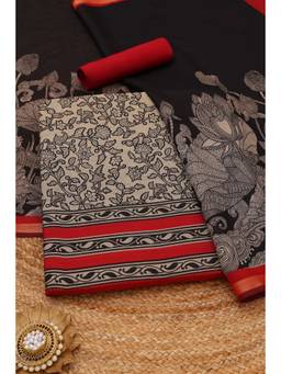 Soch - Beige Silk Blend Floral Unstitched Top & Bottom with Dupatta