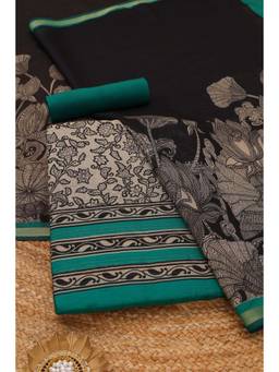 Soch - Beige Silk Blend Floral Unstitched Top & Bottom with Dupatta