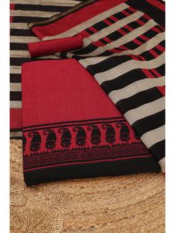 Soch - Pink Silk Blend Paisley Unstitched Top & Bottom with Dupatta