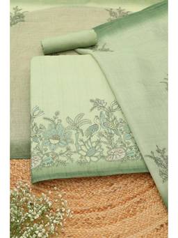 Soch - Green Cotton Blend Embroidered Unstitched Top & Bottom with Dupatta